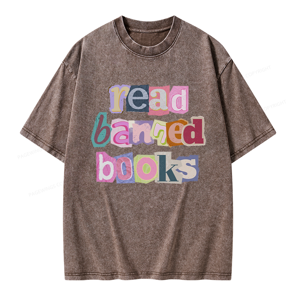Pagewings Read Banned Books Unisex Washed T-shirt