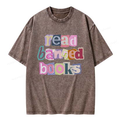 Pagewings Read Banned Books Unisex Washed T-shirt