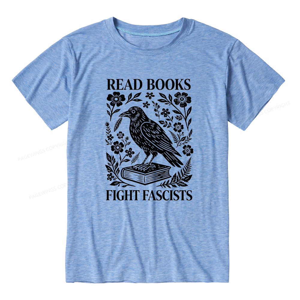 Pagewings Read Books Fight Fascists Unisex Heather T-Shirt