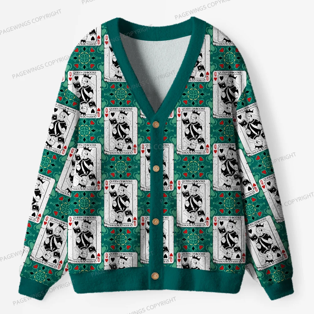 Pagewings Queen Of Books Unisex Ugly Cardigan Sweaters