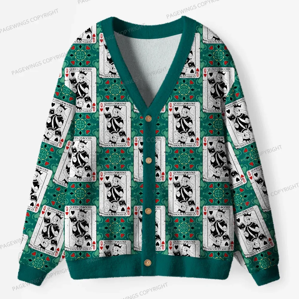 Pagewings Queen Of Books Unisex Ugly Cardigan Sweaters