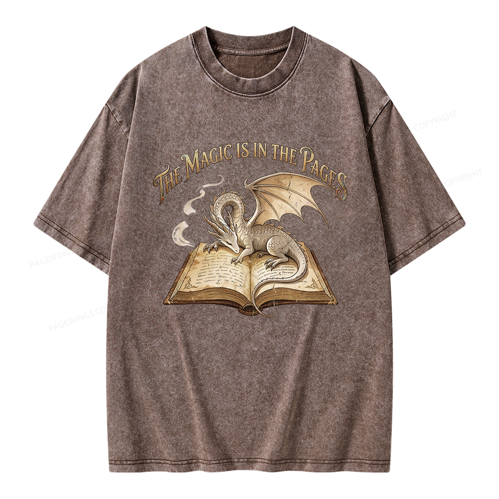 Pagewings The Magic Is In The Pages Unisex Washed T-shirt