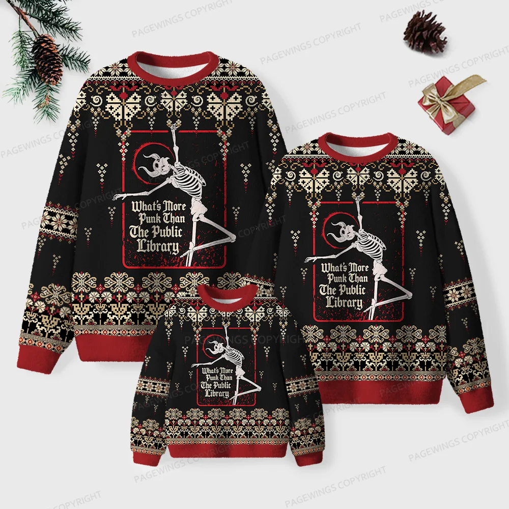 Pagewings What’s More Punk Than The Public Library Unisex Ugly Knit Sweatshirt
