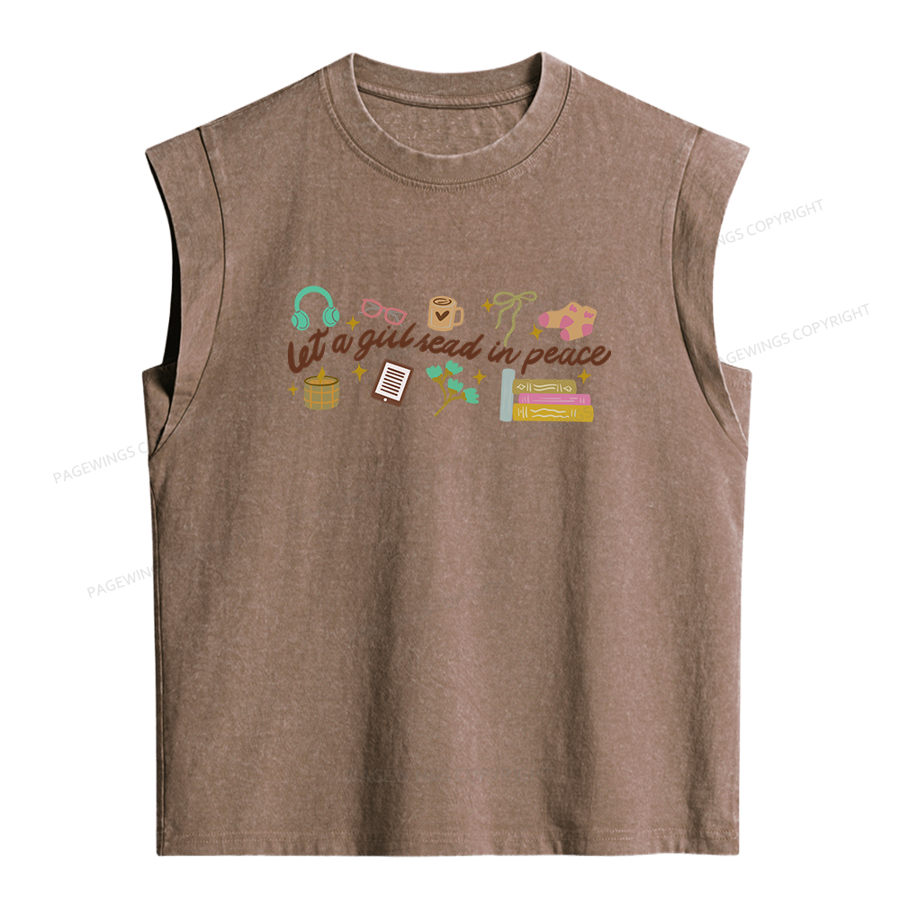 Pagewings Let a Girl Read in Peace Women's Washed Tank Top