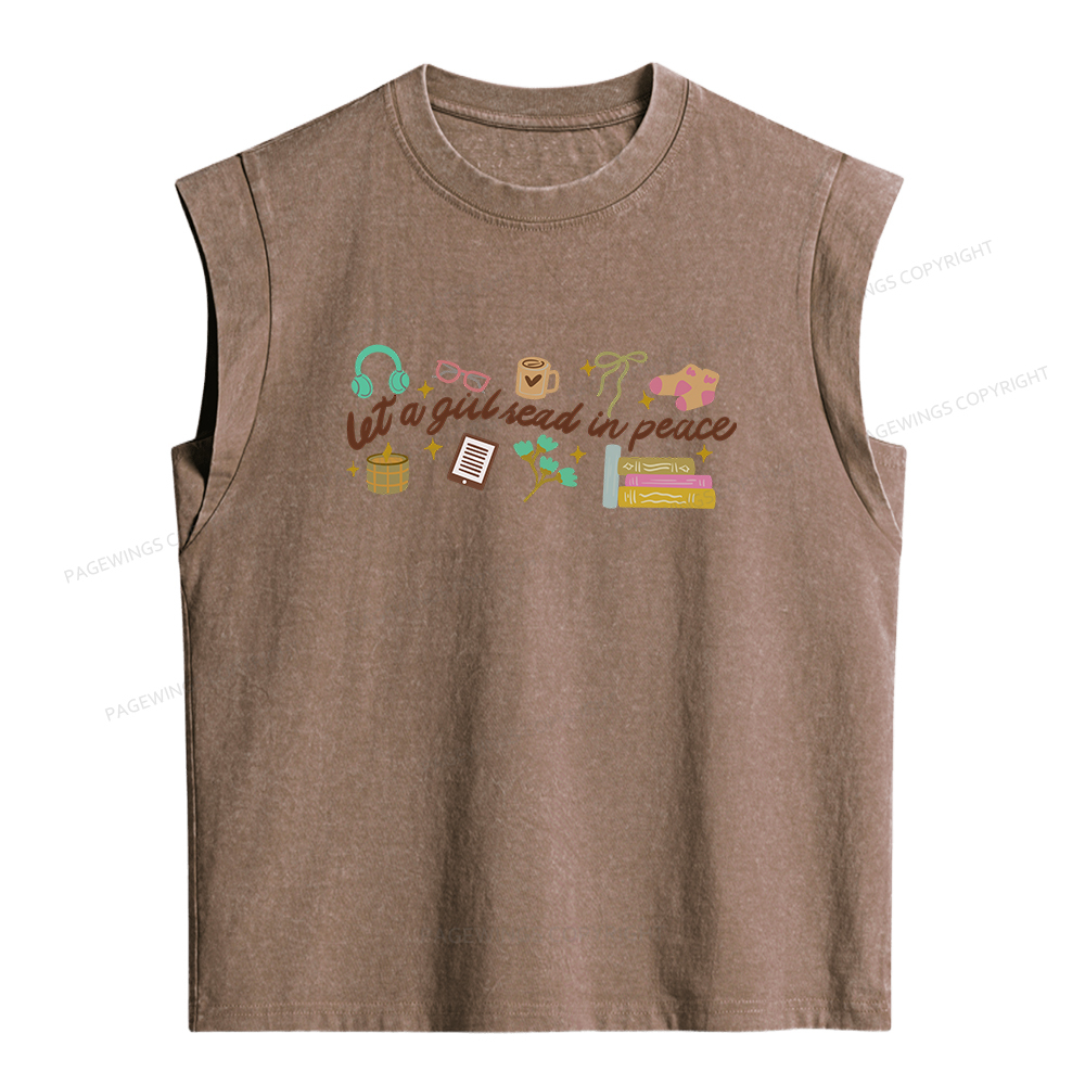Pagewings Let a Girl Read in Peace Women's Washed Tank Top