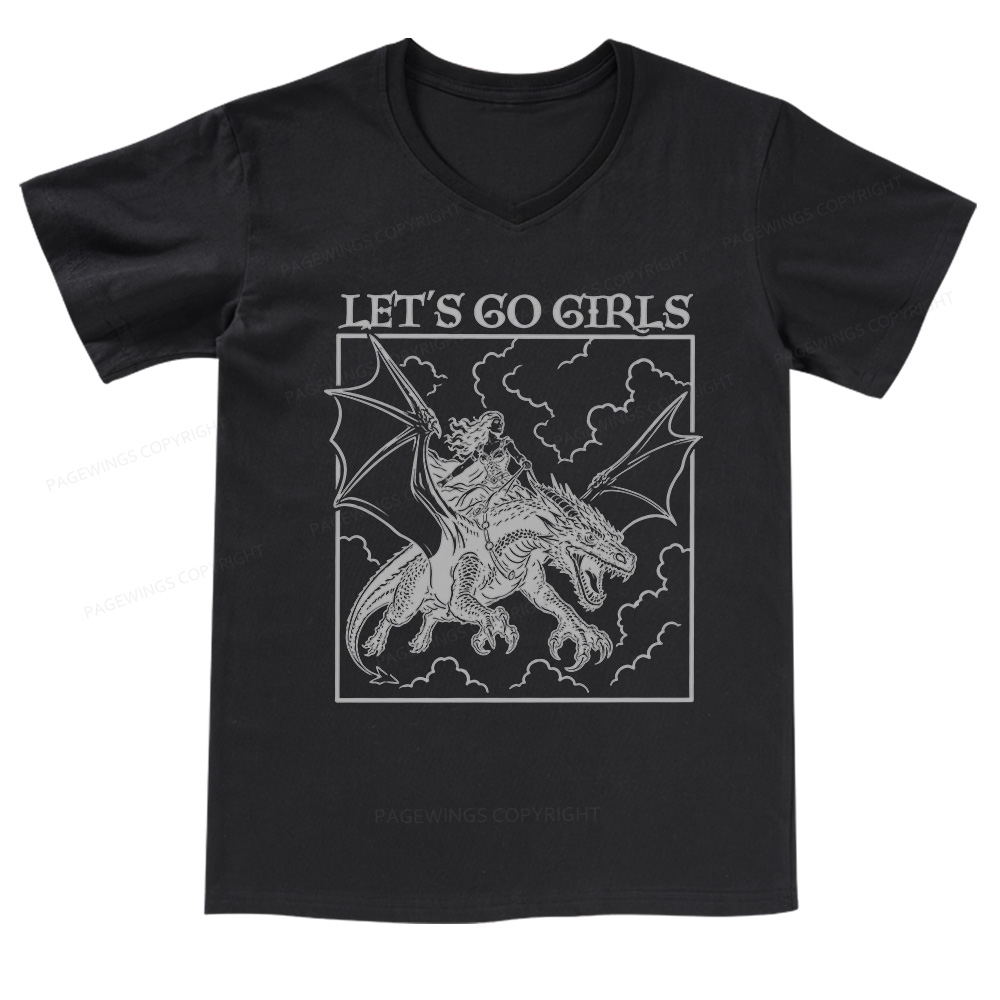 Pagewing Let's Go Girls V-neck T-shirt