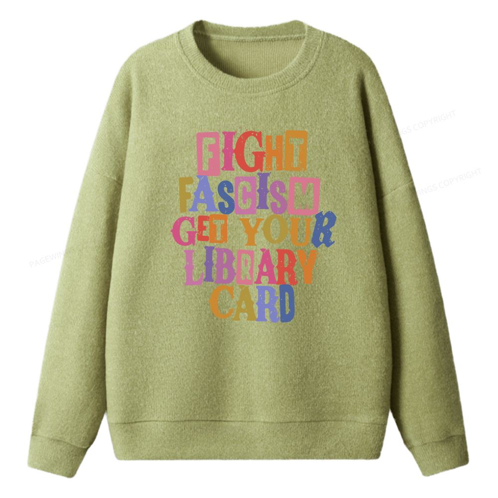 Pagewings Get Your Library Card Unisex Knit Sweatshirt