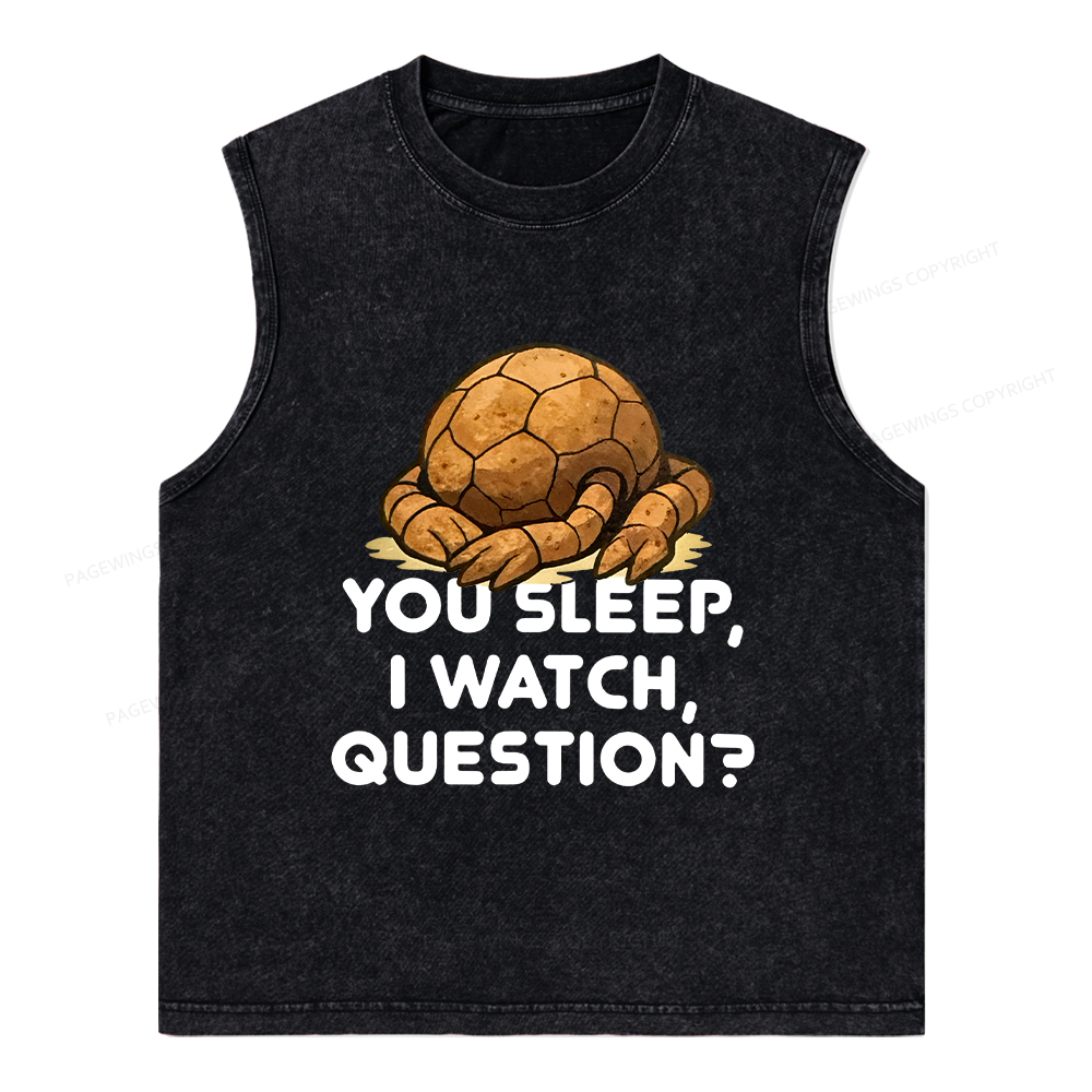 Pagewings You Sleep I Watch Question Unisex Washed Tank Top