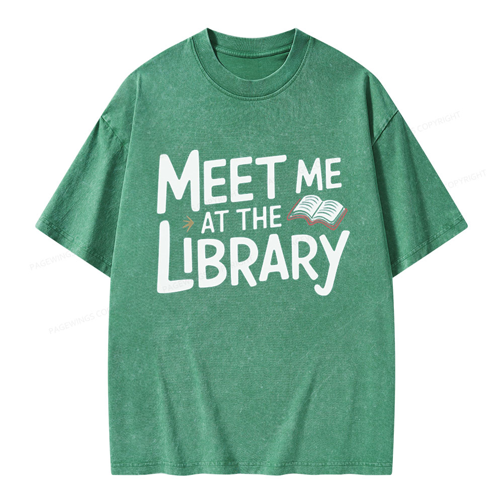 Pagewings Meet Me At The Library  Unisex Washed T-shirt