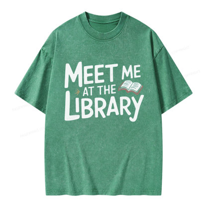 Pagewings Meet Me At The Library  Unisex Washed T-shirt