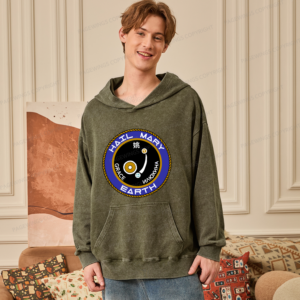 Pagewings Mission Patch Unisex Washed Hoodie