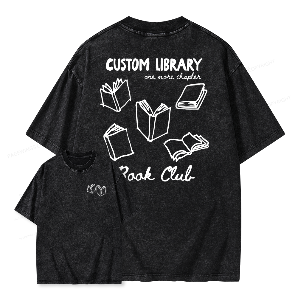 Pagewings Personalized Library Book Club Unisex Washed T-shirt