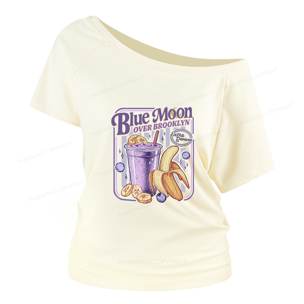 Pagewings Blue Moon Over Brooklyn Women Off Shoulder T-shirts