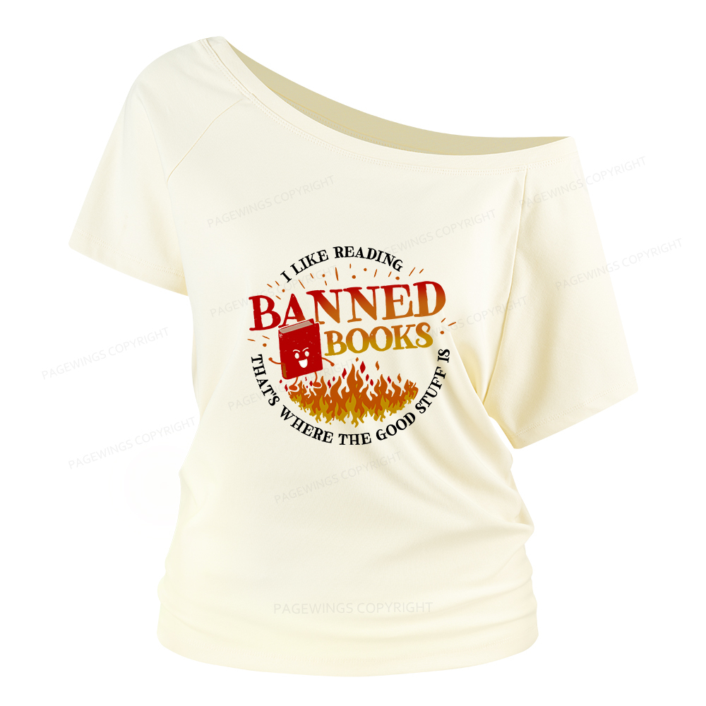 Pagewings Banned Books Women Off Shoulder T-shirts