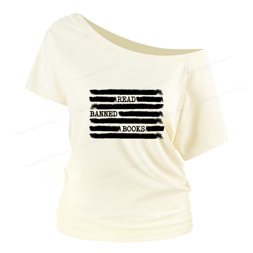 Pagewings Read Banned Books Bookworm Librarian Women Off Shoulder T-shirts