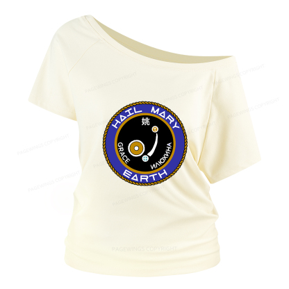 Pagewings Mission Patch Women Off Shoulder T-shirts