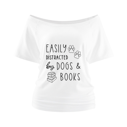 Pagewings Dogs And Books Off Shoulder Top