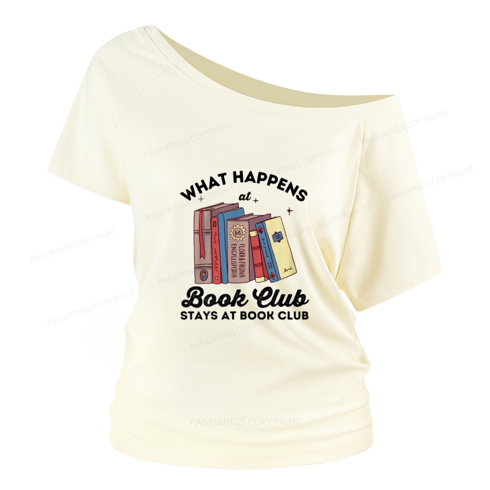Pagewings Stays At Book Club Book Women Off Shoulder T-shirts