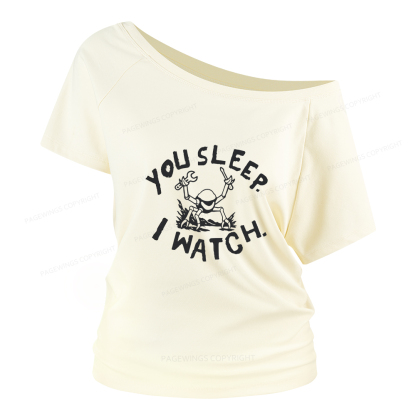 Pagewings You Sleep I Watch Women Off Shoulder T-shirts