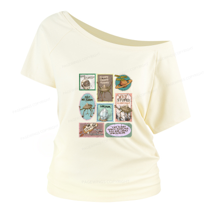 Pagewings Amaze Retro Sci-Fi Women Off Shoulder T-shirts