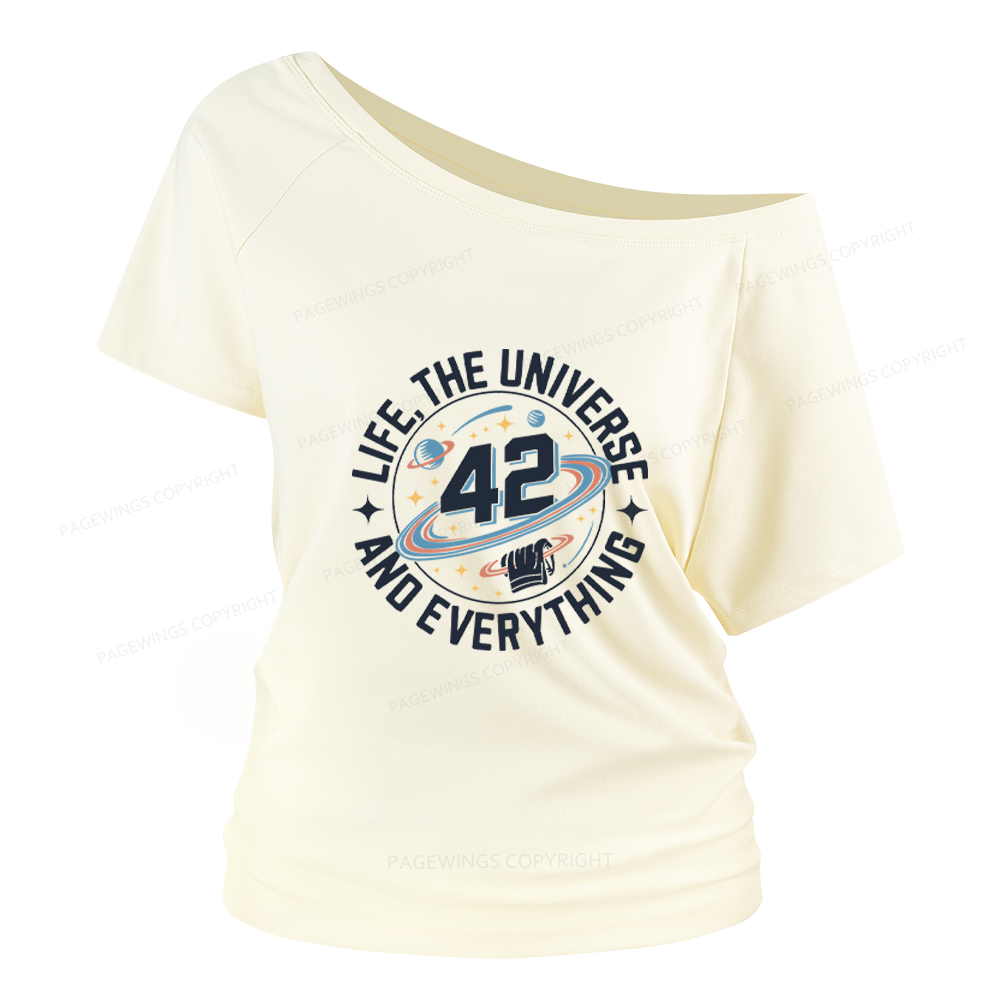 Pagewings Life The Universe And Everything Women Off Shoulder T-shirts