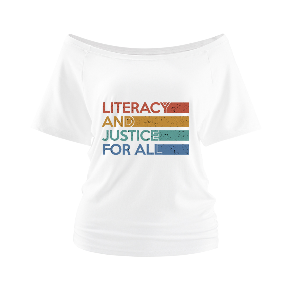 Pagewings Literacy and Justice For All Off Shoulder Top