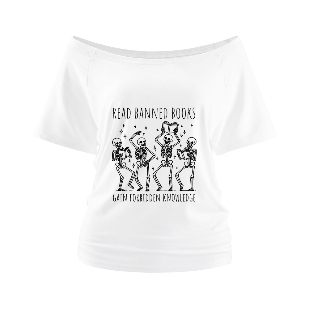 Pagewings Reading Books Tee Book Lover Gift  Off Shoulder Top