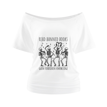 Pagewings Reading Books Tee Book Lover Gift  Off Shoulder Top