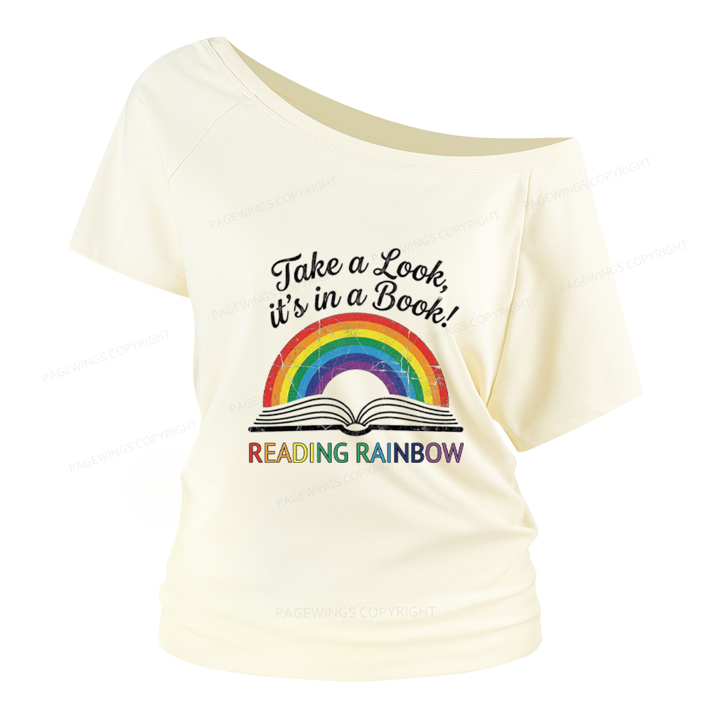 Pagewings Reading Rainbow Women Off Shoulder T-shirts