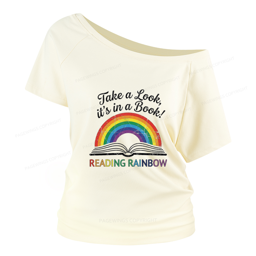 Pagewings Reading Rainbow Women Off Shoulder T-shirts