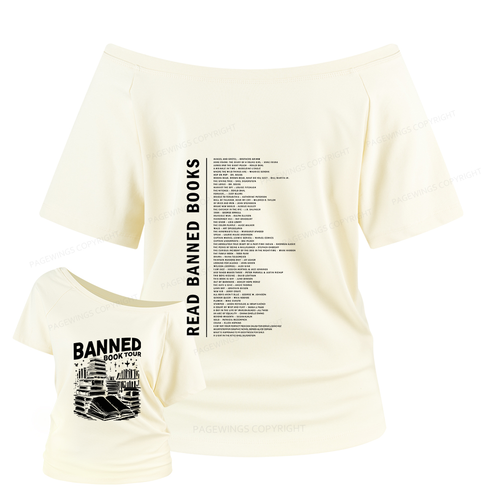 Pagewings Banned Book Women Off Shoulder T-shirts