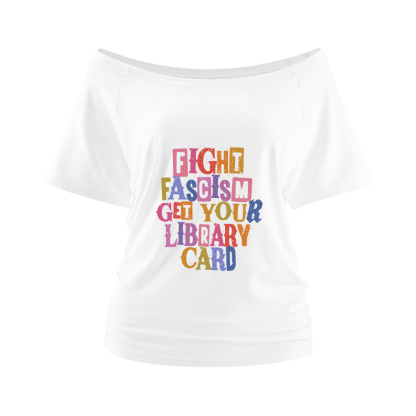 Pagewings Get Your Library Card Off Shoulder Top