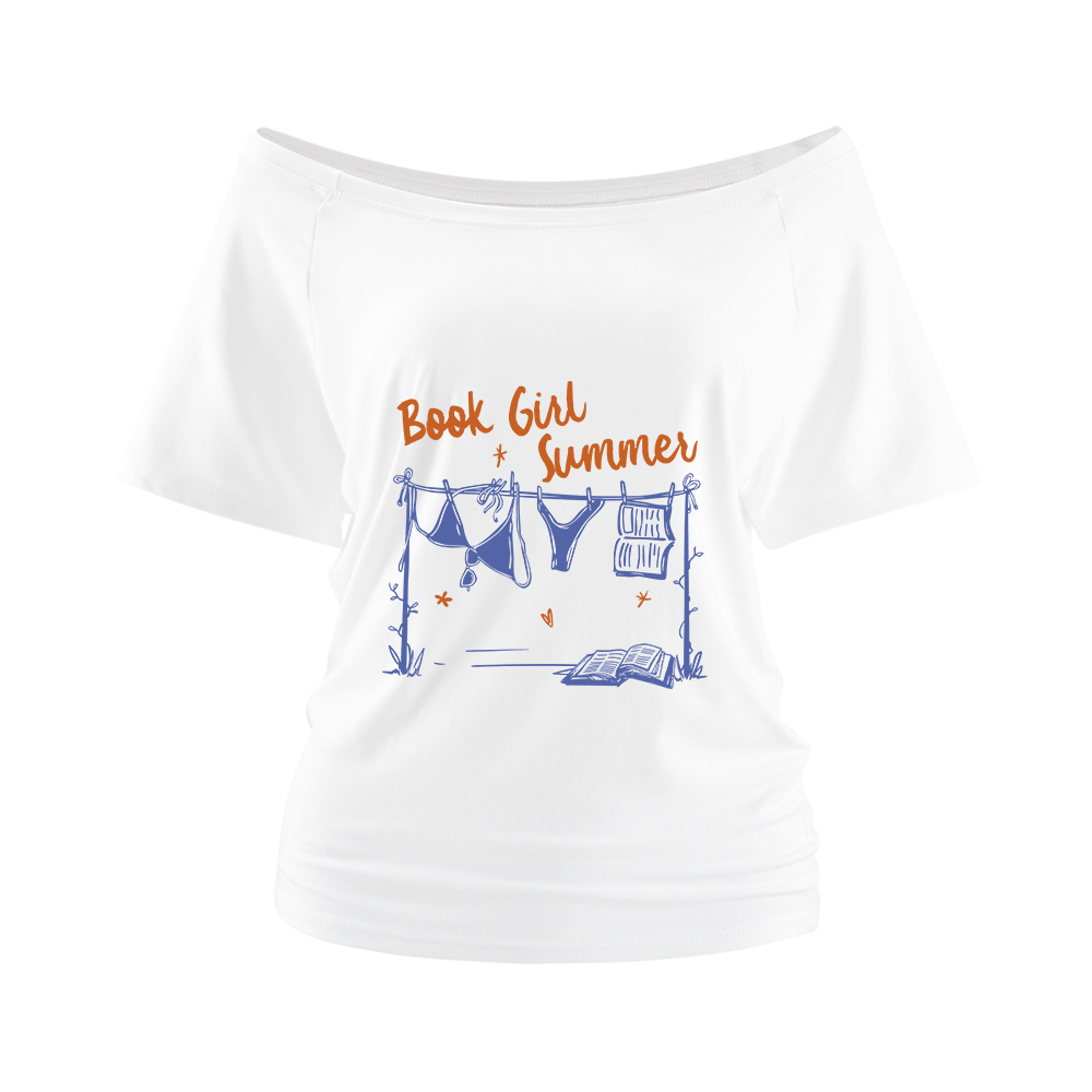 Pagewings Book Girl Summer Bookish Off Shoulder Top