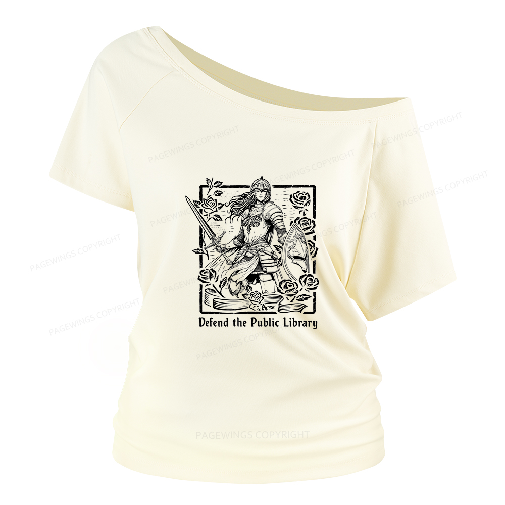 Pagewings Defend The Public Library Women Off Shoulder T-shirts