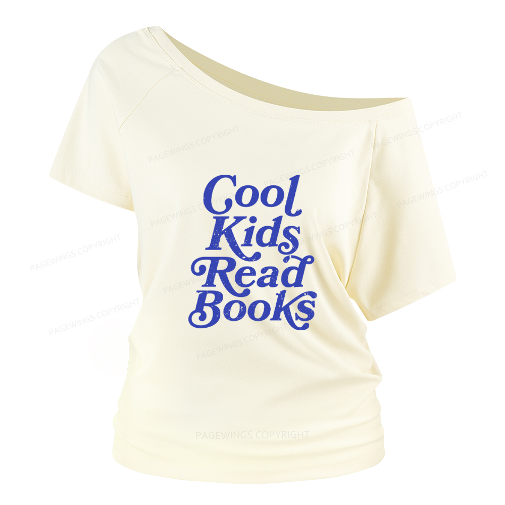 Pagewings Cool Kids Read Books Women Off Shoulder T-shirts