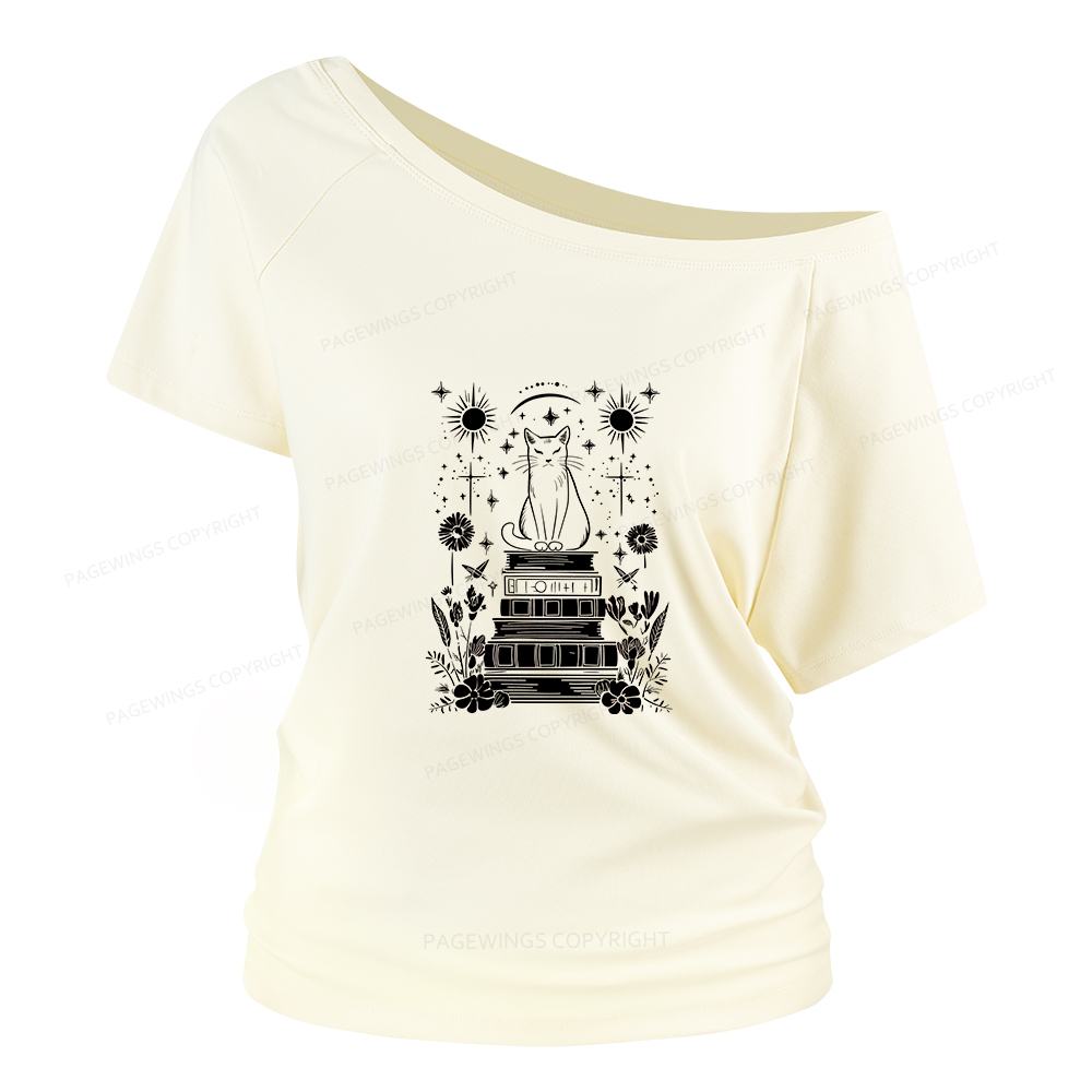 Pagewings Mystical Cat Women Off Shoulder T-shirts