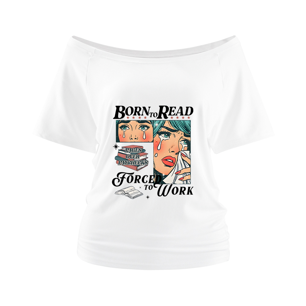 Pagewings Born To Read Bookish Off Shoulder Top