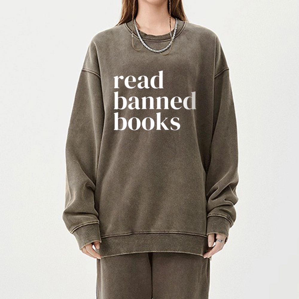 Pagewings Read Banned Books Unisex Washed Sweatshirt