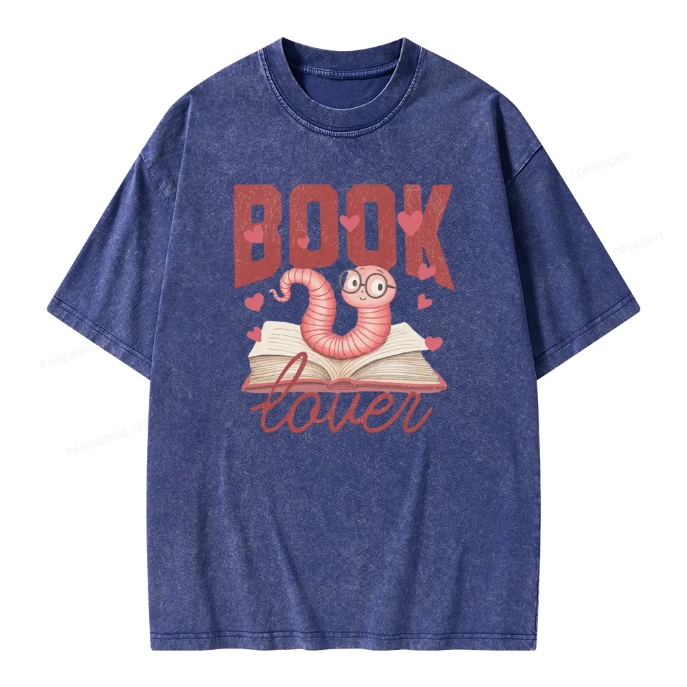 Pagewings Bookish Valentine's Day Gift for Her Unisex Washed T-shirt