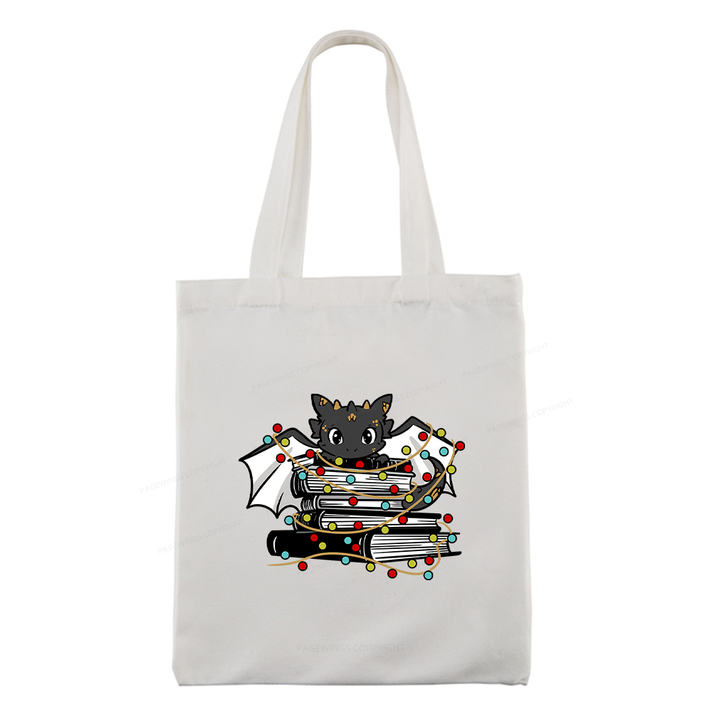 Pagewings Cute Book Dragon Holiday Tote Bag