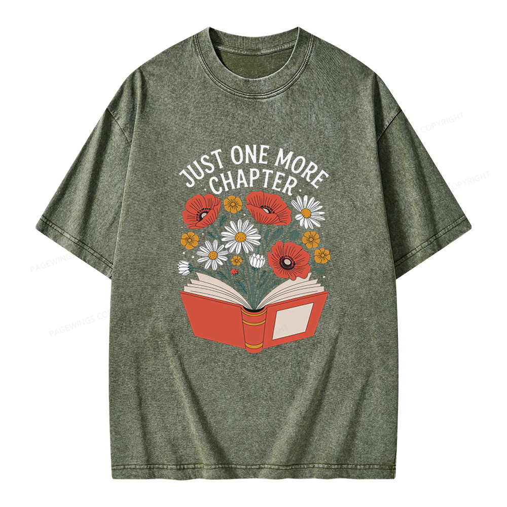 Pagewings Just One More Chapter Floral Book Unisex Washed T-shirt