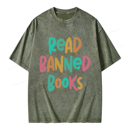 Pagewings Read Banned Books Unisex Washed T-shirt