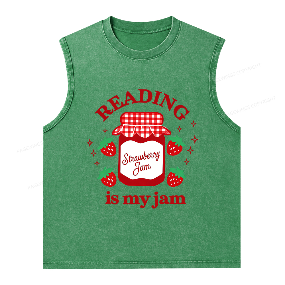 Pagewings Valentines Day Reading is My Jam Unisex Washed Tank Top