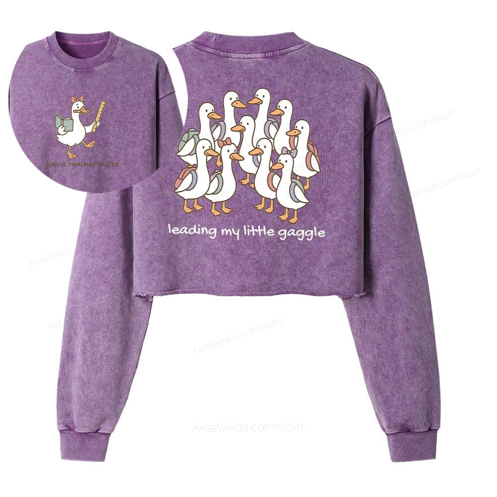 Pagewings Back to School Washed Crop Sweatshirt