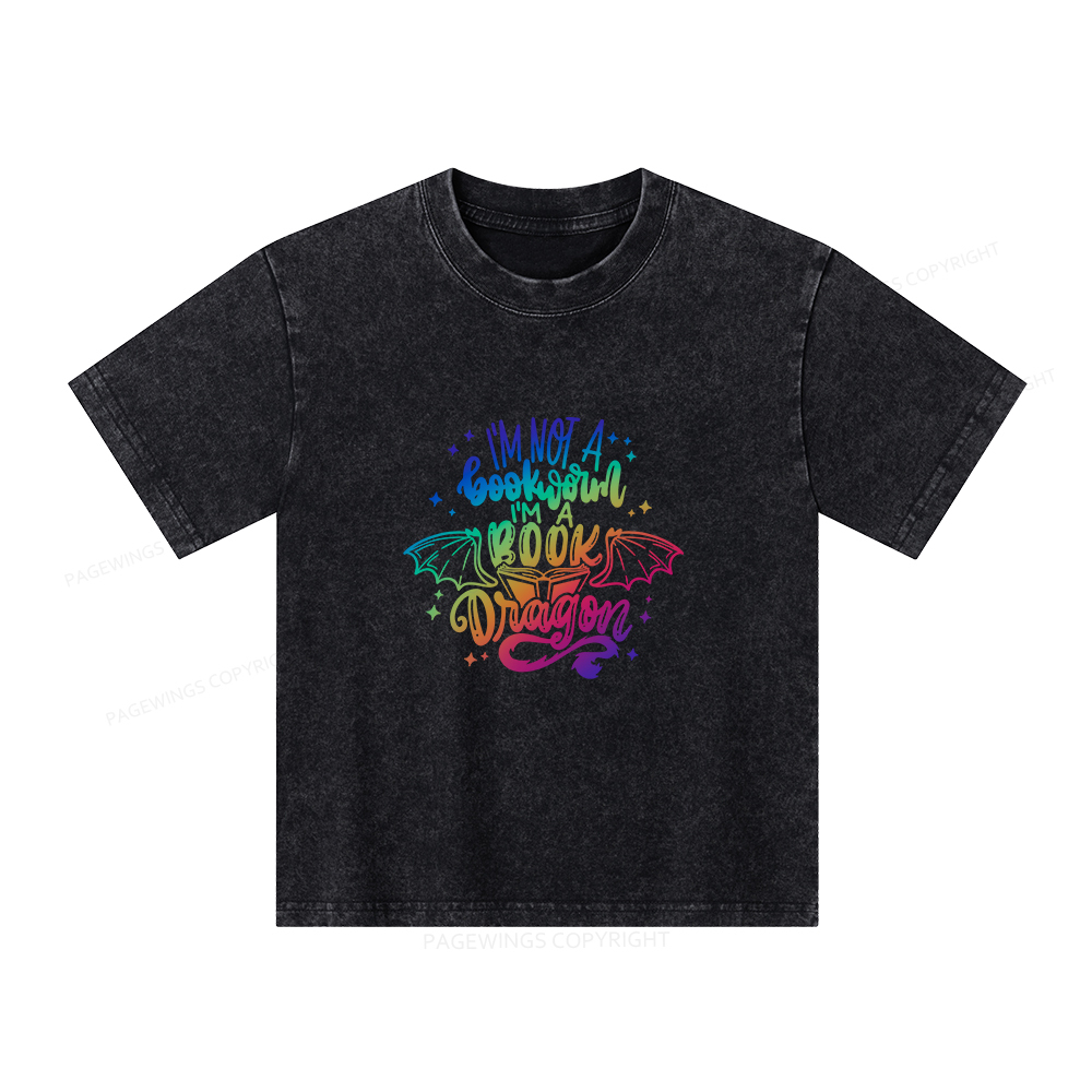 Pagewings I'm Not A Bookworm I'm A Book Dragon Unisex Kids Washed T-shirt