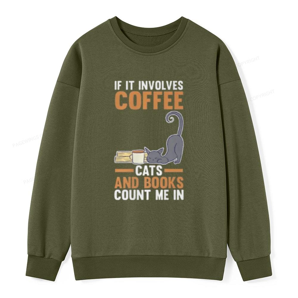 Pagewings Cats Reading Books Coffee T Shirts Unisex Classic Sweatshirt