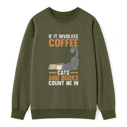 Pagewings Cats Reading Books Coffee T Shirts Unisex Classic Sweatshirt