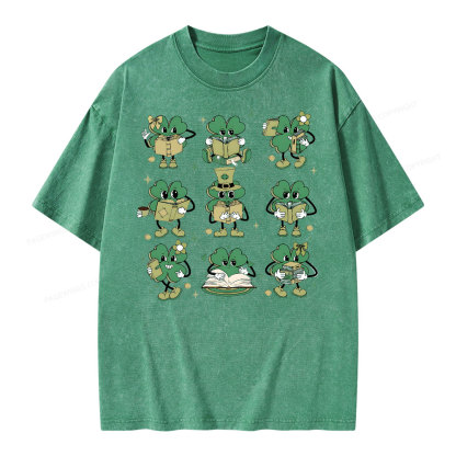 Pagewings St Patrick Book Lover Unisex Washed T-shirt