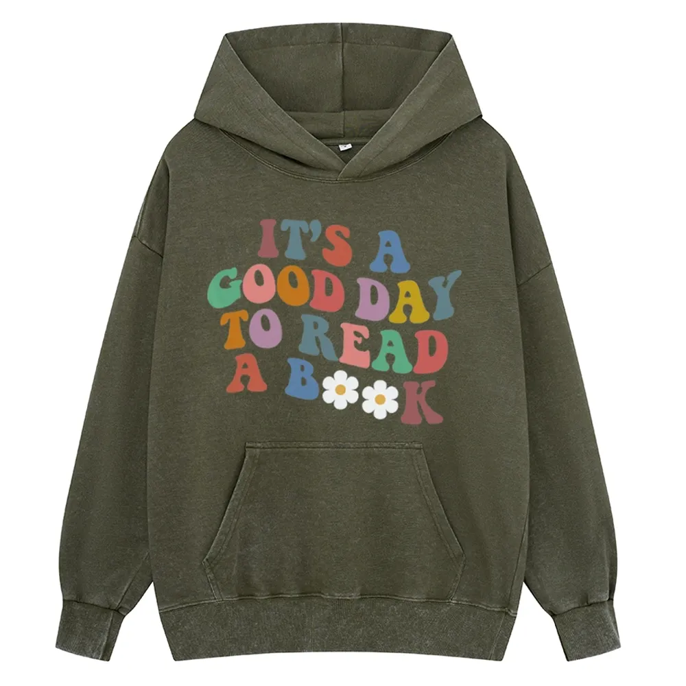 Pagewings It's A Good Day To Read A Book Unisex Washed Hoodie