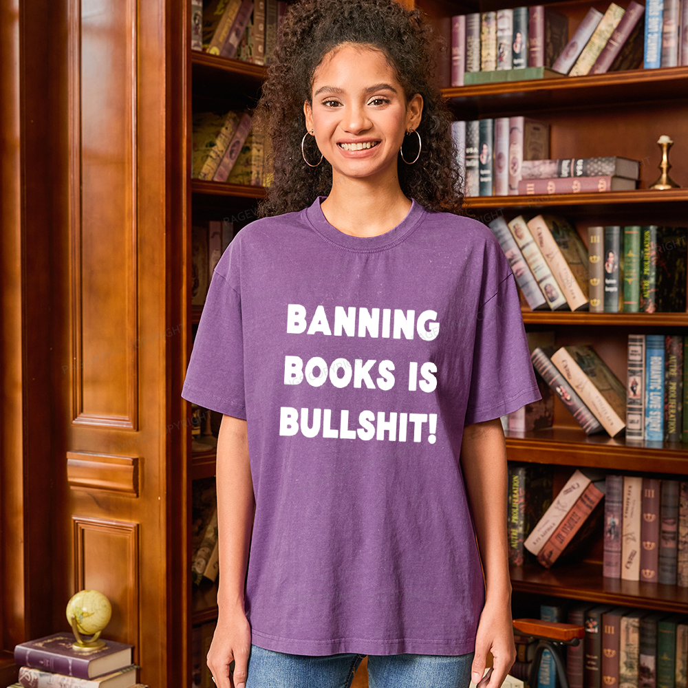Pagewings Banning Books Is Bs Unisex Washed T-shirt